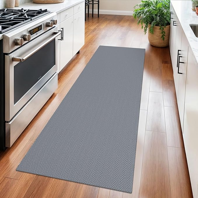 Braided Runner Rug 2x5 Ft Washable Runners for Hallways Kitchen Runner Rug with Rubber Backing Cotton Entryway Runner Indoor, Woven Floor Carpet for Hall Kitchen Bedroom, Light Gray