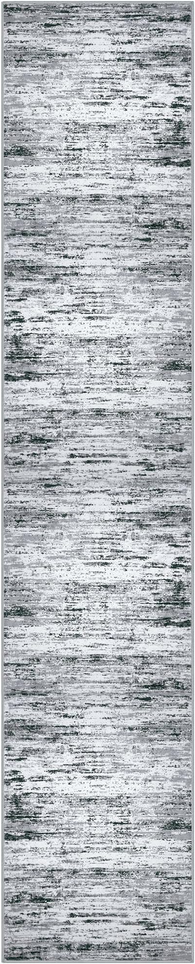 Modern Abstract Runner Rug 2x10, Black Grey White Washable Long Kitchen Runner Non-Slip Soft Hallway Rug Runner Thin Print Faux Wool Carpet for Entryway Bedroom Laundry Room Indoor Home Decor