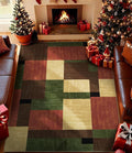 YIHOUSE Red and Green Area Rug 6x9 for Living Room,Burgundy Farmhouse Rugs Washable, Burnt Orange Vintage Rug Non Slip,Geometric Boho Area Rug for Kitchen,Dining Room,Bedroom