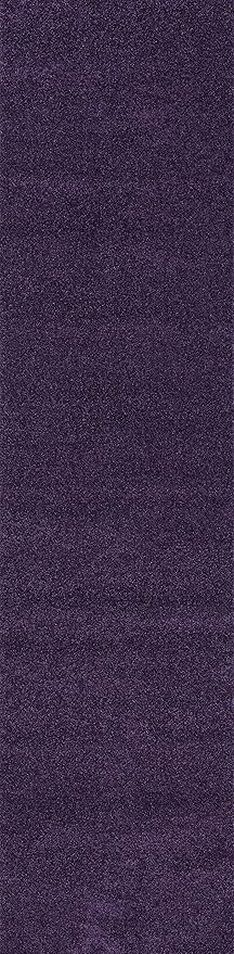 Eyely UES100N-214 Supersoft Haze Solid Low-Pile Indoor Runner Rug, Coastal, Bohemian, Minimalist, Classic, Casual for Bedroom,Kitchen,Living Room,Non Shedding,Easy-Washing, Purple, 2 X 14
