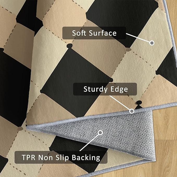 Washable 5x5 Modern Geometric Rug Living Room, Abstract Diamond Design Area Rugs for Bedroom, Modern Geometric Home Decor Carpet, Low Pile, Non Slip, Kids & Pet Friendly (N4153)