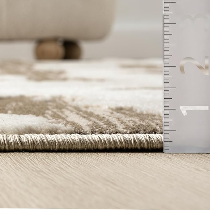Abani Terra Area Rug for Living Room, Bedroom - Abstract Pattern - Brown Cream - 8' x 10' - Durable & Easy to Clean
