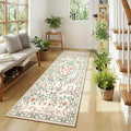 GarveeHome Washable Runner Rug 2x6 Non Slip Hallway Runners Stain Resistant Low Pile Floral Runner Rugs for Kitchen Soft Long Entryway Runner Rugs Beige Boho Throw Carpet for Bedroom Nursery, 2x6