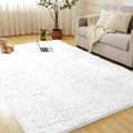 Andency 8x10 Area Rugs for Living Room, White Non-Slip Fluffy Soft Large Shag Bedroom Carpet, Big Indoor Thick Nursery Rug for Kids Dorm Home Decor Aesthetic
