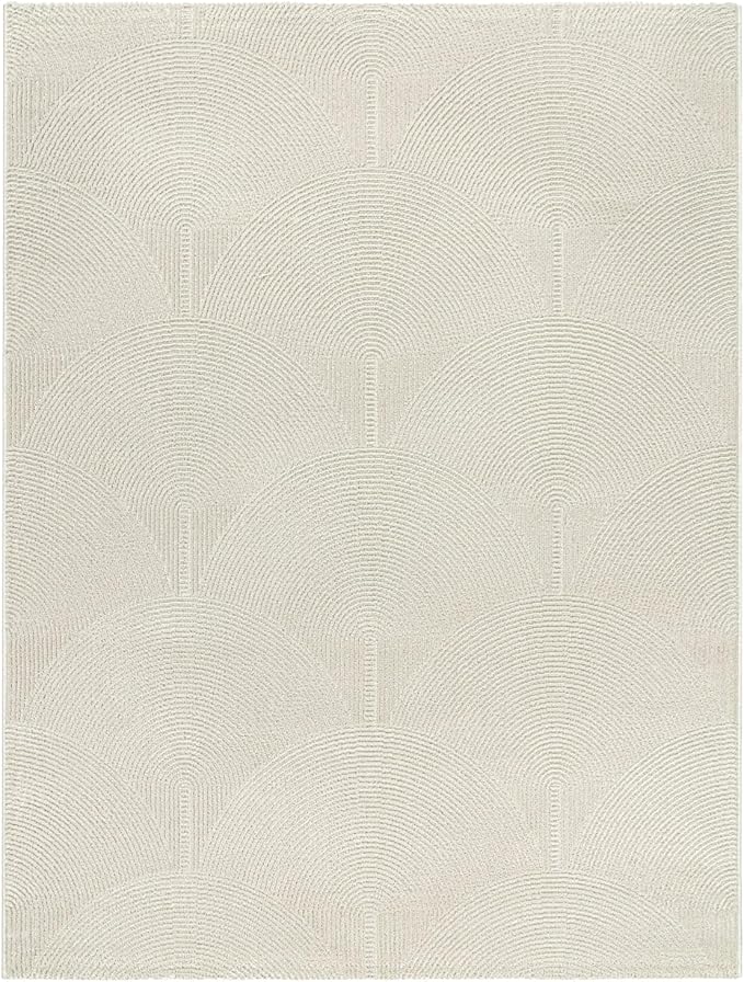 Paco Home Modern Area Rug with Minimalist Arched Lines in Neutral Cream, Size: 6'7" x 9'2"