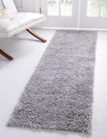 Unique Loom Davos Shag Collection Area Rug - Solid (2' 2" x 8' Runner, Sterling)