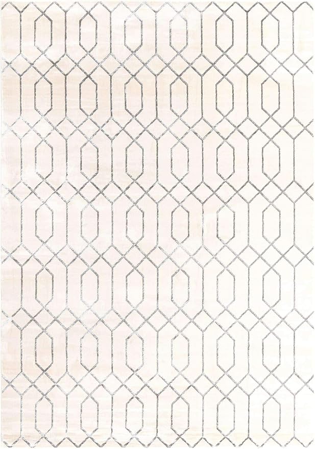 Marilyn Monroe Glam Collection Area Rug - Trellis (10'x 14' 1" Rectangle, White Silver/ Silver)
