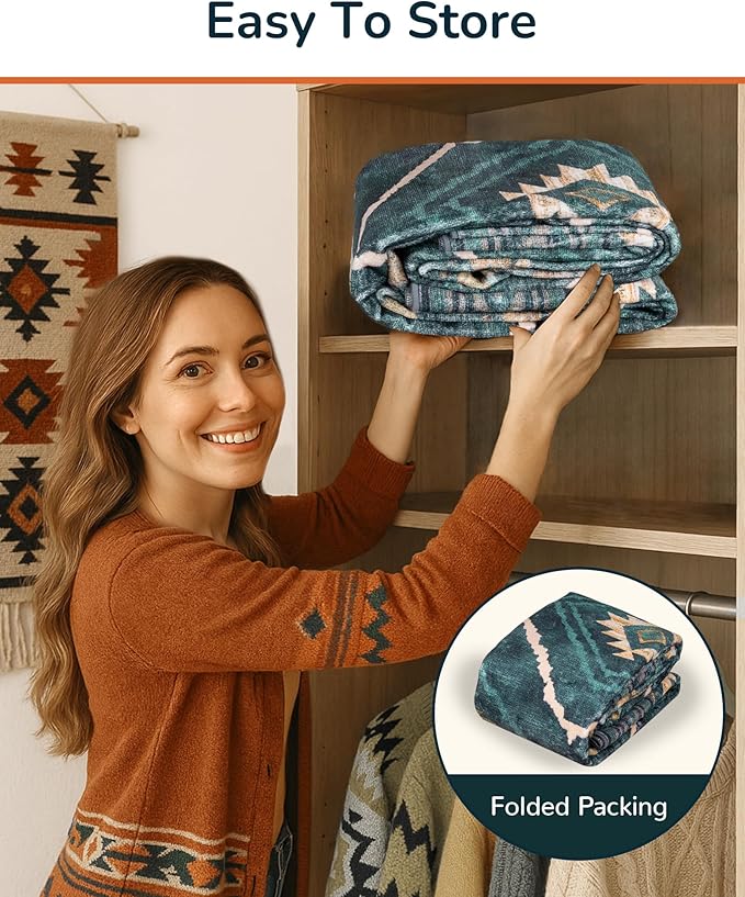 Area Rug 2x3 Rug Machine Washable Non-Slip Low Pile Print Pattern Western Rug for Living Room Bedroom Entryway Tribal Series -Teal/Green