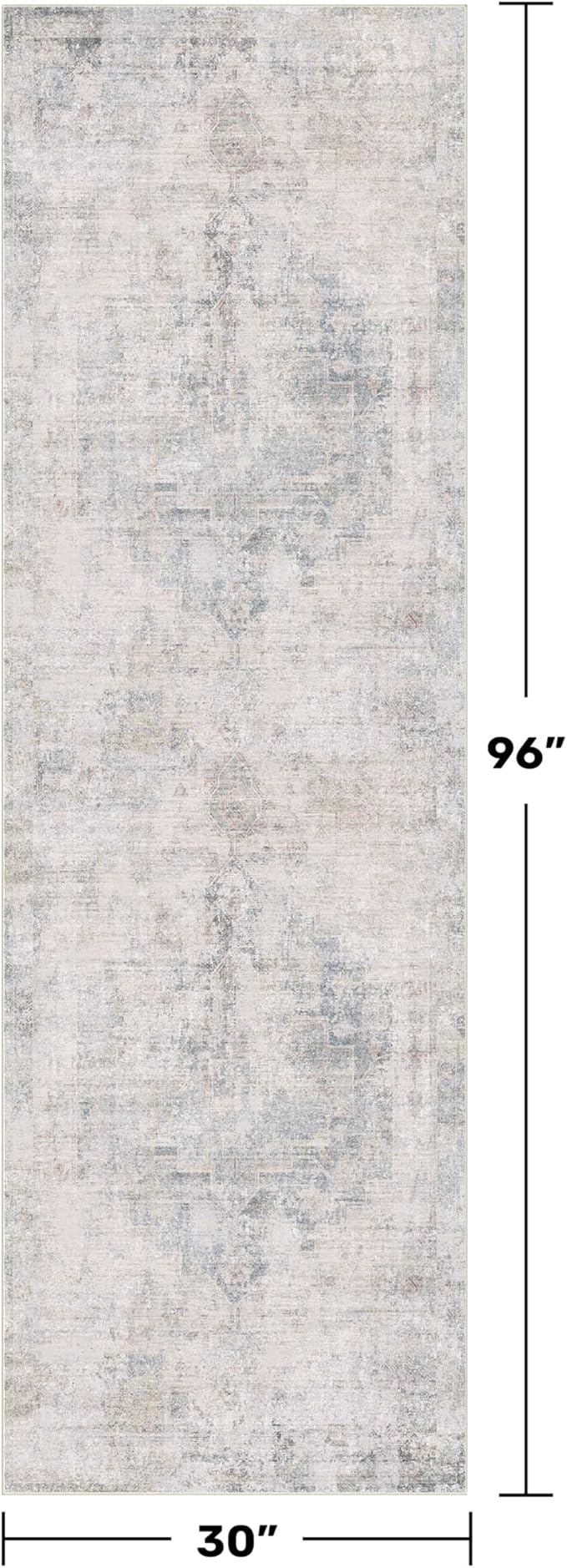 Light Blue 2'6''x8' Wide Hallway Runner Rug - Washable Kitchen Sink Rug, Non Slip 8ft Long Runner Rug for Entryway, Abstract Dusky Blue Home Décor