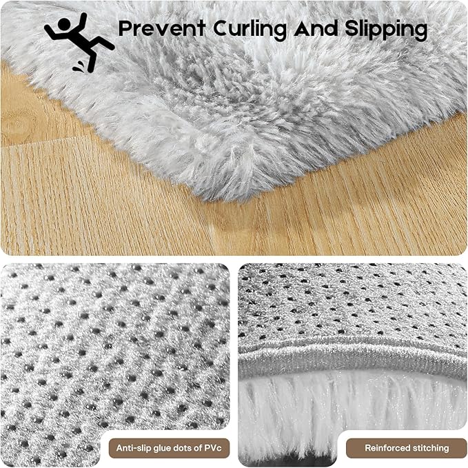Tie-Dyed Grey 8x10 Area Rugs for Living Room Bedroom, Fluffy Large Rug Soft Shag Non-Slip Carpet for Kids Boys and Girls Room Dorm Home Decor (8ft x 10ft)