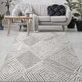 Antep Rugs Palafito 6x9 Geometric Shag Diamond High-Low Pile Textured Indoor Area Rug (Gray, 6'7" x 9')