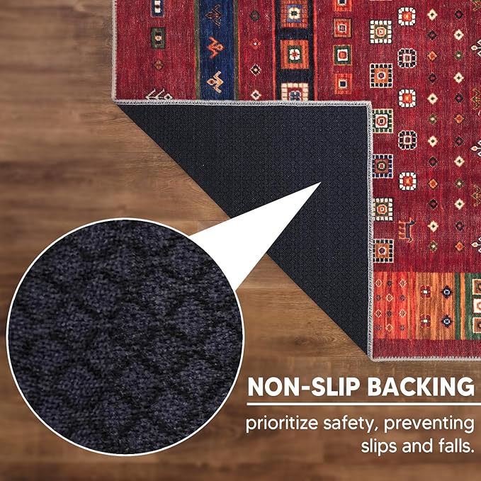 Keen Home Design 2x7 Rug - Machine Washable Runner Rug with Non-Slip Backing, Ideal for Hallway, Entryway, Kitchen, Laundry Room - Vintage, Easy Clean, Durable, Low Pile Rug - (2'6" x 7')
