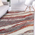 LUXE WEAVERS Lagos Collection 7983 Abstract Red 8x10 Art Deco Geometric Area Rug