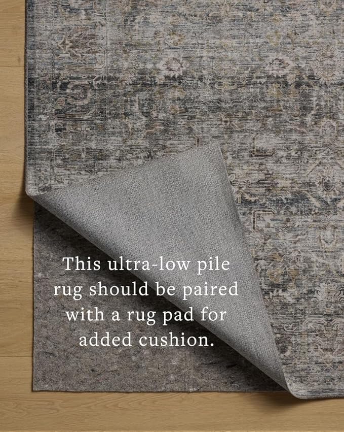 Loloi Amber Lewis Josie Collection JOS-05 Dove/Gold 3'-6" x 5'-6", .13" Pile Height, Low Profile, Machine Washable, Accent Rug
