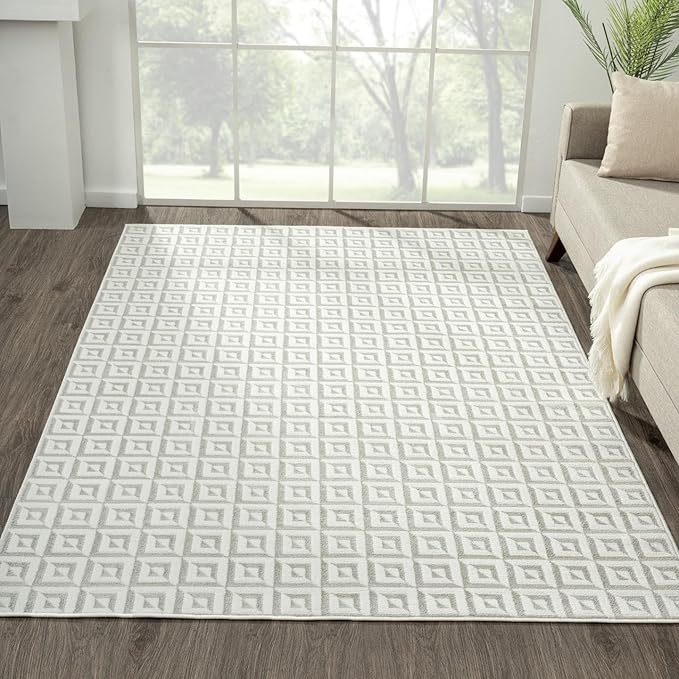 LUXE WEAVERS Geometric Greek Pattern Area Rug, Cream, 8'X10'