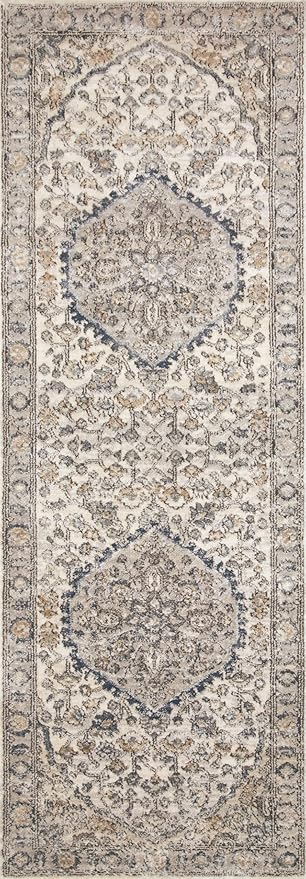 Loloi Teagan Collection TEA-01 Natural/Lt. Grey 5'-3" x 7'-6" Area Rug, Large, Soft Neutral Rug, High-Traffic for Living Room, Bedroom, Home Office, Dining Area