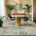 Tan and Moss Rugs for Dining Room - Neutral Abstract Faded Patterned Accent Rug 5x8 for Living Room, Home Office, Bedroom Foldable Soft Washable