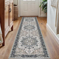 KOZYFLY Runners for Hallways 2x7 Ft Washable Kitchen Runner Rug Boho Runner Rug for Entryway Indoor Printed Faux Wool Long Floor Carpet Runner for Bedroom Laundry Kitchen Hallway, Black/Taupe/Beige