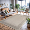 CAMILSON Easy Jute Rug 8x10, Indoor Outdoor Off-White Color Fiber Area Rugs for Entry, Living Room and Bedroom Rug, Bordered Boho Woven Design, Easy-Cleaning, Washable Outside Carpet (8 x 10)