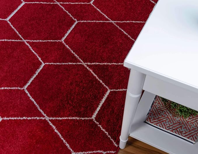 Unique Loom Trellis Frieze Collection Area Rug - Geometric (5' 1" x 8', Red/ Ivory)
