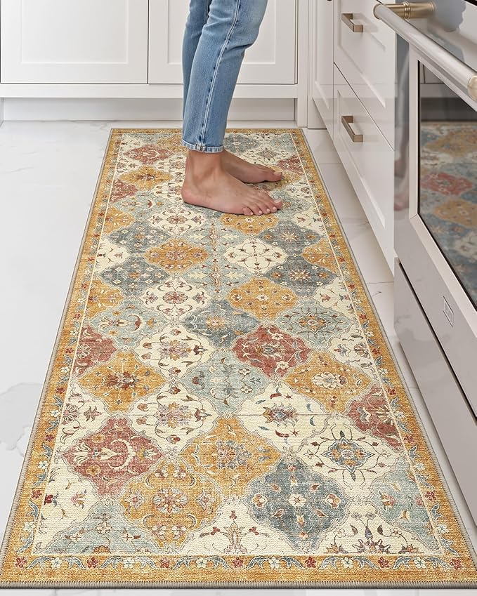 LUMI Washable Kitchen Rug 2x6 for Floor, Non Slip Runner Rugs with Rubber Backing, Low Pile Comfort Area Carpet for Standing, Living Room, Entryway, Laundry, Hallways