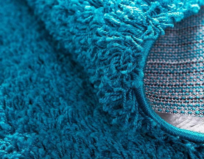 Unique Loom Solid Shag Collection Area Rug (5' 1" x 8' Rectangle, Turquoise)