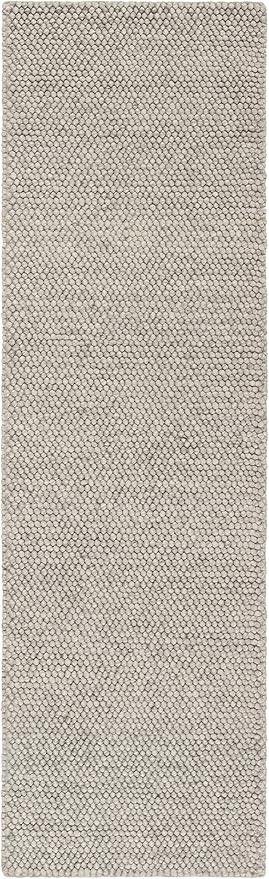 SAFAVIEH Natura Collection Runner Rug - 2'3" x 22', Silver, Handmade Wool Blend, Textured Design, Ideal for Hallway, Bedroom, Foyer (NAT620C)