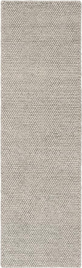 SAFAVIEH Natura Collection Runner Rug - 2'3" x 18', Silver, Handmade Wool Blend, Textured Design, Ideal for Hallway, Bedroom, Foyer (NAT620C)