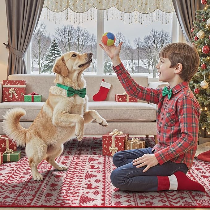 2025 Christmas Door Mat, 2x3 Small Red Rugs for Entryway, Low Pile Xmas Kitchen Rugs Non Slip Washable, Thin Bathroom Rugs Fit Under Door, Winter Holiday Accent Rug for Entry Bedroom