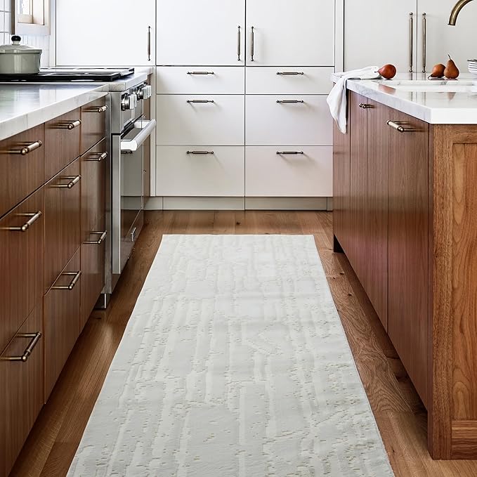 Revival Rugs Ebb 2'7"x9' Machine Washable Runner Rug for Hallway Entryway - 100% Recycled Oeko-TEX Certified, Medium Pile, Beige, Cream