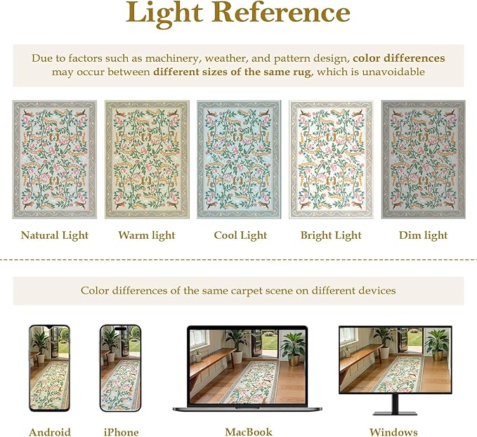 Collive Runners Rug for Hallway 2.6x8, Jungle Animal Washable Kitchen Runner Carpet Non Slip Soft Bathroom Mats, Beige Low Pile Stain Resistant Entryway Rugs for Bedroom, Indoor Decor