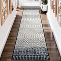 Lahome Moroccan Hallway Runner Rug, Washable Black 2x8 Rug Runner Ultra-Thin Stain Resistant Kitchen Carpet with Rubber Backing Non Slip, Geometric Print Floor Carpet Mat for Entryway Bedroom