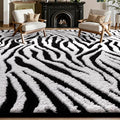 YIHOUSE 5×7 Ft Area Rugs, Black and White Modern Abstract Rug, Washable Plush Soft Zebra Print Carpet, Non-Slip Non-Shedding Rug for Living Room, Bedroom, Playroom, Home Office Decor