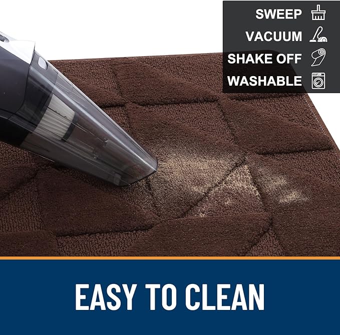 OLANLY Door Mats Indoor, Non-Slip, Absorbent, Dirt Resist, Entrance Washable Mat, Low-Profile Inside Entry Doormat for Entryway (71x47 inches, Dark Brown)