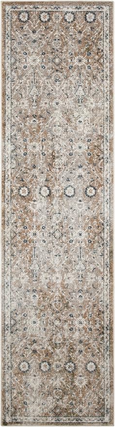 Nourison Home Astra Machine Washable Gold Grey 2'2" x 8' Area Rug - Easy Clean, Non Shedding, Bed Room, Living Room, Dining Room, Kitchen (8' Runner)