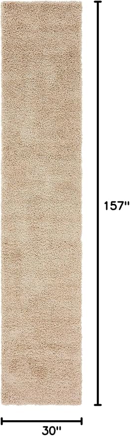 Unique Loom Solid Shag Collection Area Rug (2' 6" x 13' 1" Runner, Taupe)
