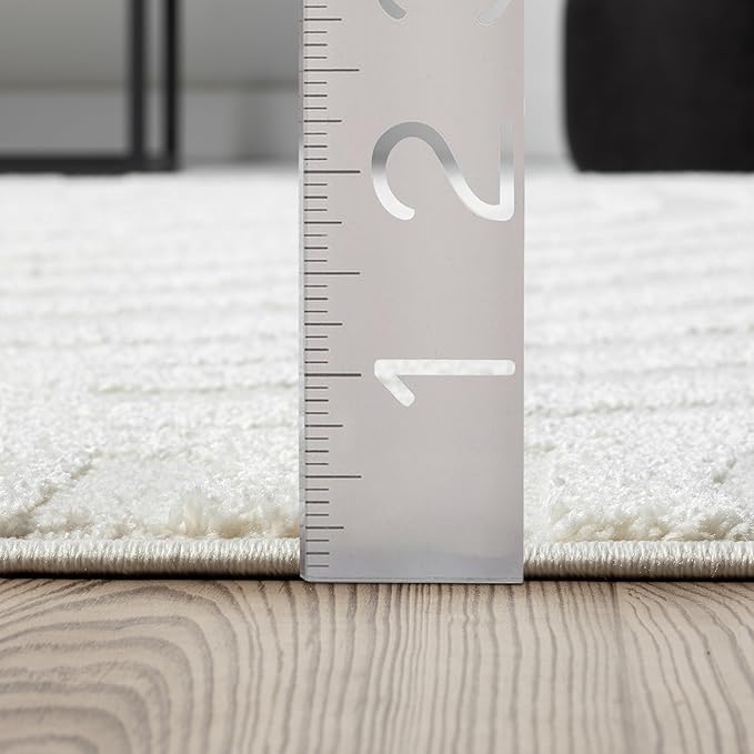 Abani Nomad Cream Tone-on-Tone Area Rug 2' x 3' for Living Room, Bedroom - Linear Curves Pattern - Durable & Easy to Clean
