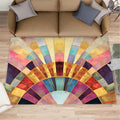 Chromatic Geometric Area Rugs 3x4ft, Abstraction Deco Kids Bedroom Rug, Mosaic Sunburst Bedside Rug Durable Non Slip for Cafe Living Room Under Table Boys Room Decor