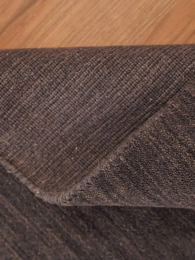Hand Knotted Loom Wool ECO-Friendly Area Rugs - 4'x6', Rectangle, Charcoal Color, Solid Plain Design, High Pile Handmade Anti Skid Area Rugs for Living Room, Bed Room (L00111)