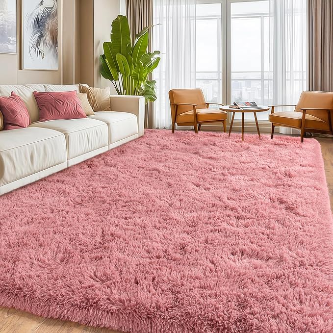 Blush Fluffy Area Rugs for Living Room, Soft Shaggy Carpets for Living Room, Upgrade Anti-Skid Fuzzy Rugs for Kids' Room, Perfect Decor for Modern Home 5x7 Feet