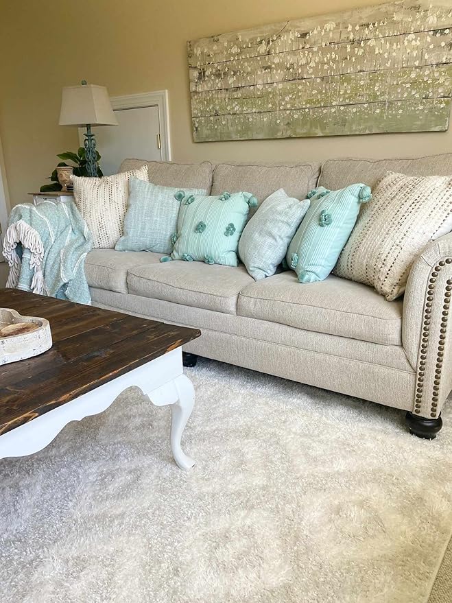 Hauteloom Eivin Living Room, Bedroom Area Rug - Contemporary - Plush Pile - Cream - 18" Sample