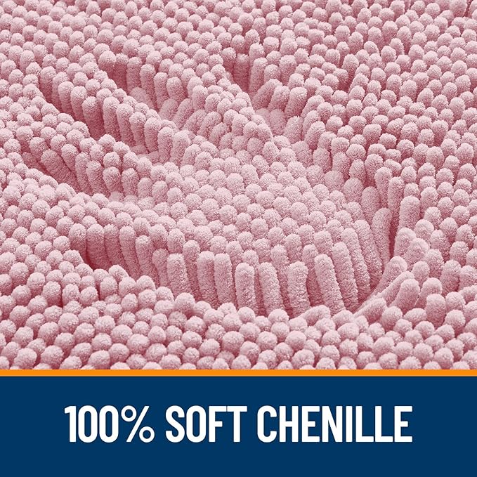 OLANLY Bathroom Rugs 30x20, Extra Soft Absorbent Chenille Bath Rugs, Rubber Backing Quick Dry, Machine Washable Bath Mats for Bathroom Floor, Tub and Shower, Home Decor Accessories, Dusty Rose