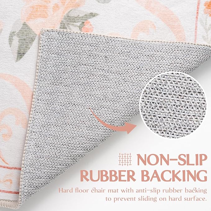 Orange Rug Bow Floral 8x10 Rug, Washable Area Rugs for Bedroom Living Room, Dining Room,Kids Room, Office,Playroom, Boho Modern Aesthetic Farmhouse Decor Non Slip Low Pile Carpet