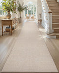 Color&Geometry Door Mat 2'4"x12' Runner Rug with Rubber Backing, Non Slip Washable Hallway Kitchen, Carpet Runners for Hallway Living Room Bedroom, Beige (Rolled-up NO Creases)