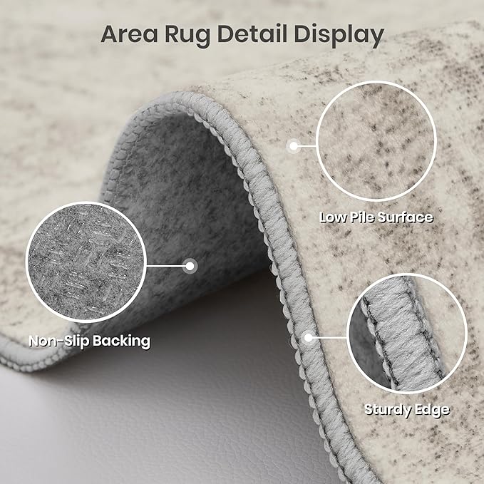 Valenrug Washable Rug 3x5 - Stain Resistant 3x5 Area Rugs for Living Room, Non Slip Backing Printed Rugs for Bedroom, Folable Area Rug(Beige,3'x5')