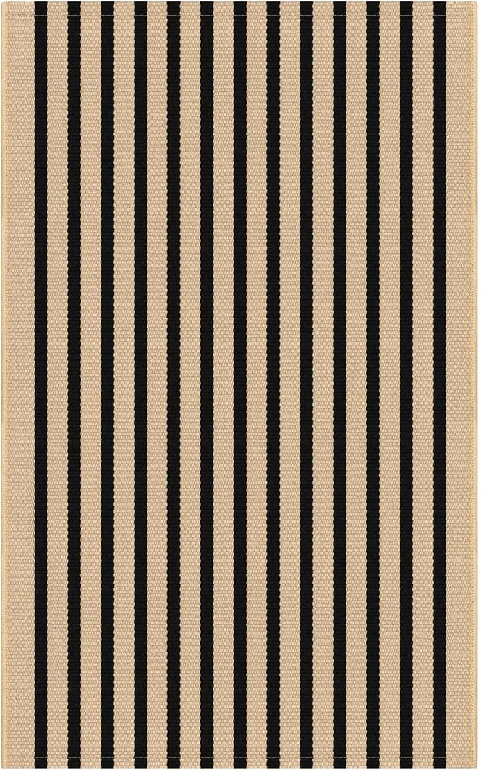 KOZYFLY Brown and Black Striped Porch Rug 27.5x43 Inches Area Rug Washable Outdoor Doormat Front Door Mat Cotton Striped Indoor Outdoor Rugsfor Front Door Kitchen Entryway Patio Porch