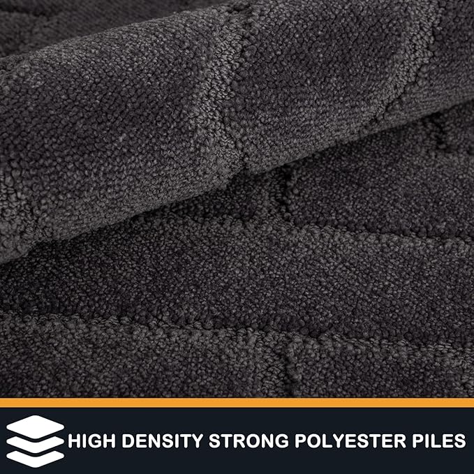 PURRUGS Dirt Trapping Door Mat 24" x 35.5", Non-Slip Machine Washable Entry Rug, Shoe Scraper, Dog Doormat, Super Absorbent Welcome Mat for Front & Back Door, Muddy Wet Shoes & Paws, Charcoal