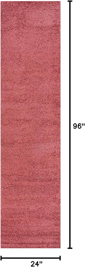 Eyely UES100E-28 Supersoft Haze Solid Low-Pile Indoor Runner Rug Casual;Contemporary;Solid;Traditional, Bedroom, Kitchen, Living Room, Easy-Cleaning, Non-Shedding, 2 X 8, Red