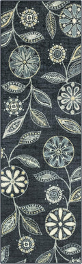 Maples Rugs Reggie Floral Runner Rug - Made in USA - Washable, Non Slip Indoor Carpet for Kitchen, Hallway, and Laundry Room, 2'6" x 8', Persian Blue