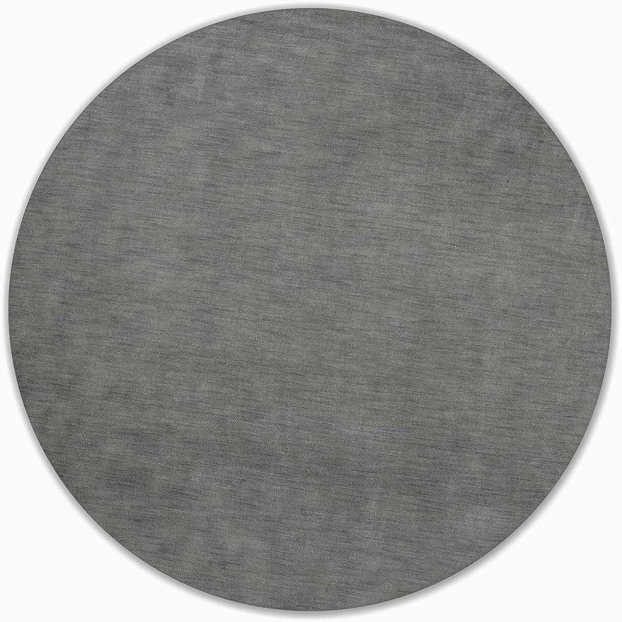 Hand Knotted Loom Wool ECO-Friendly Area Rugs - 8'x8', Round, Light Blue Color, Solid Plain Design, High Pile Handmade Anti Skid Area Rugs for Living Room, Bed Room (L00111)